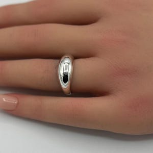925 Sterling Silver Dome Band Ring: Minimalist Thumb Ring, 13.9mm