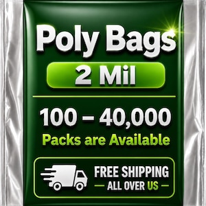 2 MIL Size 2" X 4" LDPE Clear Flat Poly Bag 100-40,000 Packs Open Top Package