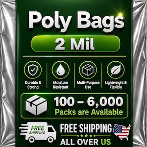 2 MIL Size 3" X 12" LDPE Clear Flat Poly Bag 100-6,000 Packs Open Top Package