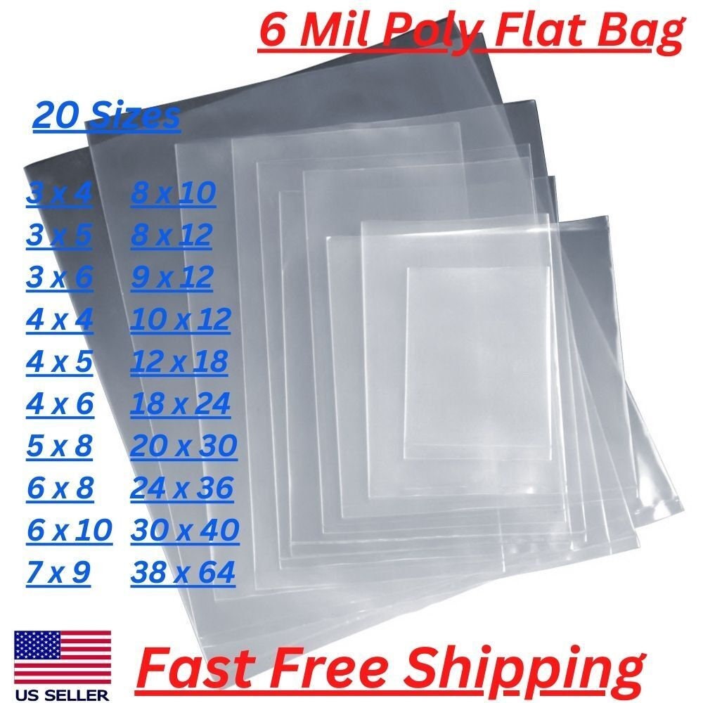 Multiple Sizes Clear Poly Bags 4Mil Flat Open Top Plastic Packaging Packing  LDPE – Priordei l'oli de catalunya