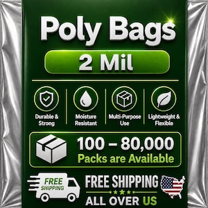 2 MIL storlek 2" x 2" LDPE genomskinlig platt polypåse, 100-80 000 förpackningar med öppen topp