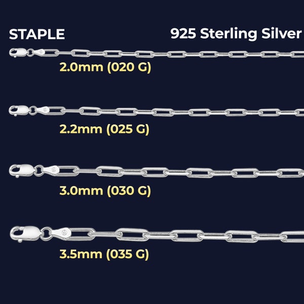 925 Sterling Silver Staple Chain, Silver Italian Chain Sterling Silver Chain Mens Womens Chain Staple Necklace Made Paperclip