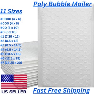 Any Size Poly Bubble Mailers, Shipping Plastic Mailing Padded Bags, White Envelops Bubble Mailers, Self Sealing