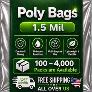 1.5 MIL Size 6" X 15" LDPE Clear Flat Poly Bag 100-4,000 Packs Open Top Package