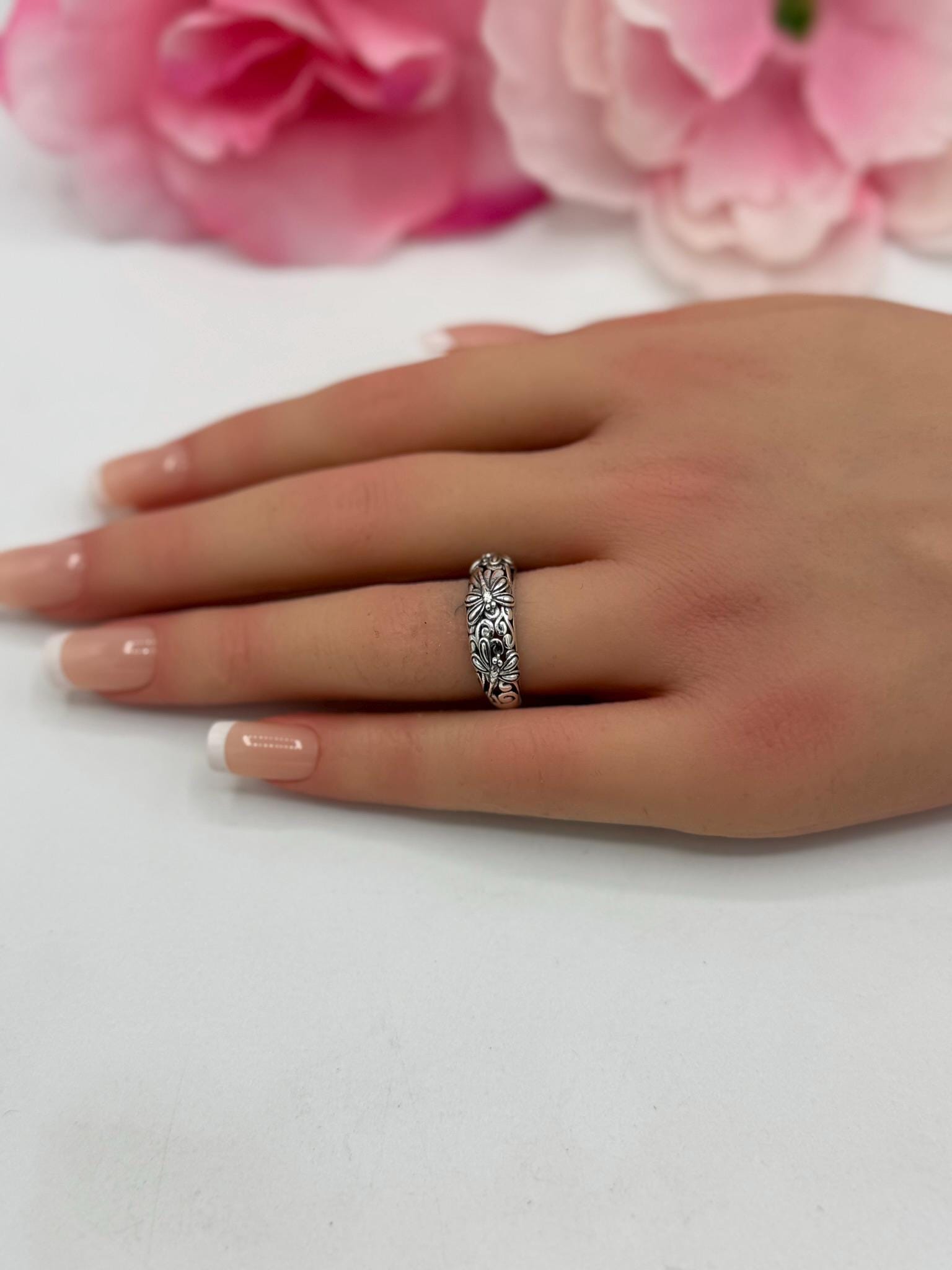 Vintage Dragonfly Ring Solid 925 Sterling Silver 6.4mm Oxidized Finish Women Ring Gift for Her Thumb Ring Fashion Dragonfly