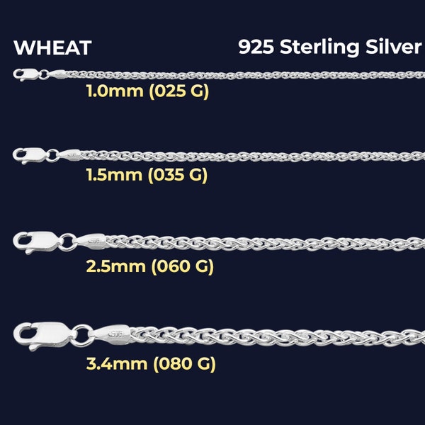 925 Sterling Silver Wheat Chain, Silver Italian Chain, Sterling Silver Wheat Chain, Mens or Womens Chain, Wheat Necklace