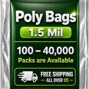 1.5 MIL Size 2" X 8" LDPE Clear Flat Poly Bag 100-40,000 Packs Open Top Package