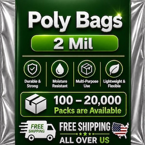 1.5 MIL Size 2" X 5" LDPE Clear Flat Poly Bag 100-20,000 Packs Open Top Package
