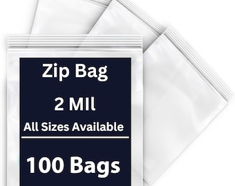 100 hersluitbare plastic zakken van 2 mil: doorzichtige polyzakjes met ritssluiting