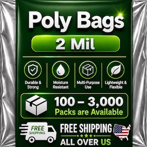 2 MIL Size 7" X 15" LDPE Clear Flat Poly Bag 100-3,000 Packs Open Top Package