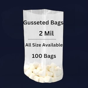 ギフト用マチ付きポリ透明プラスチックバッグ 100枚入り 2ミル透明ギフトバッグ 引き出物用 クッキーバッグ 拡張可能なサイド付き食品保存バッグ