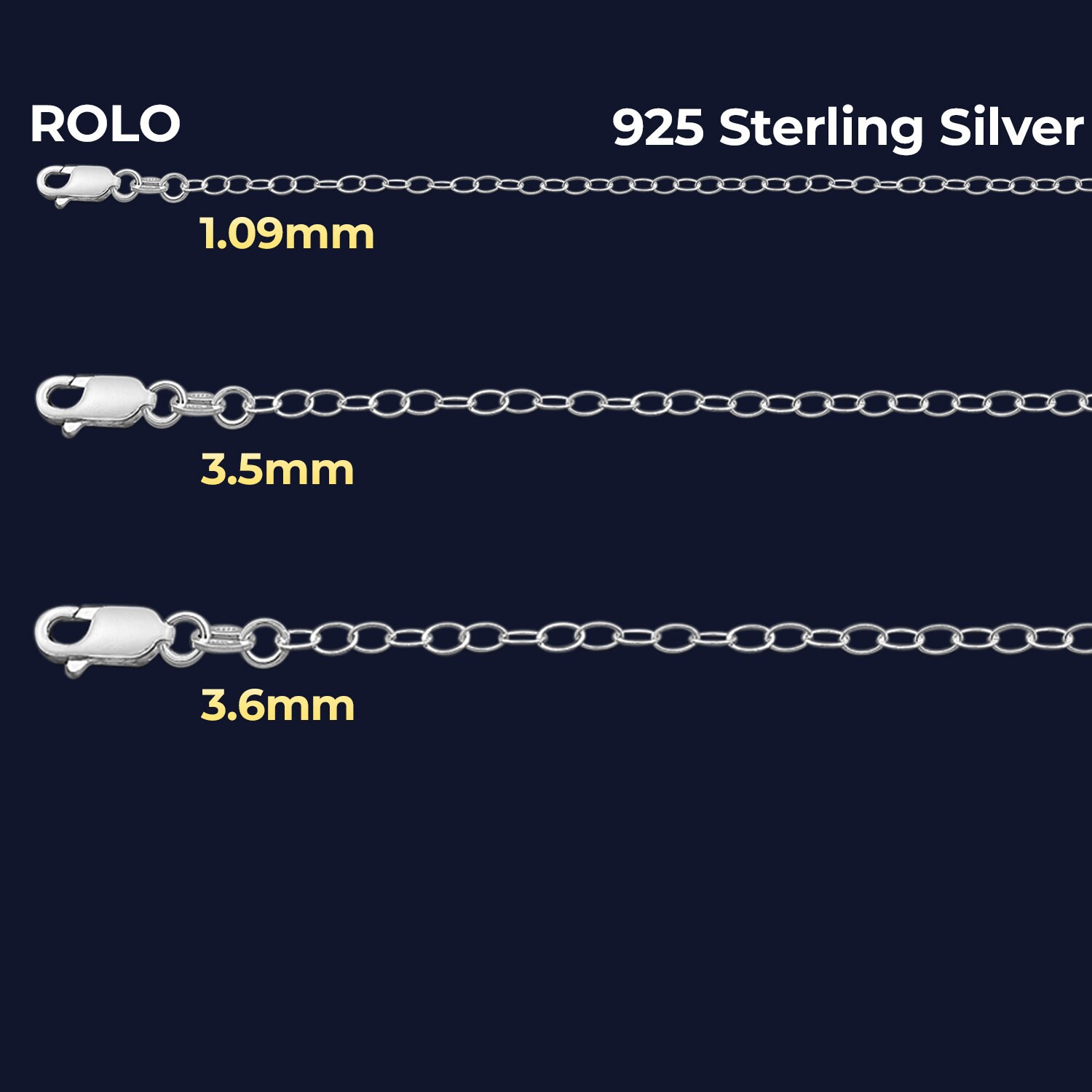 Rolo sterling silver chain deals