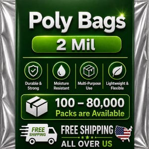 2 MIL Size 2" X 3" LDPE Clear Flat Poly Bag 100-60,000 Packs Open Top Package