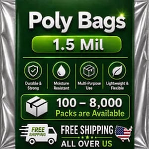 1.5 MIL Size 5" X 10" LDPE Clear Flat Poly Bag 100-8,000 Packs Open Top Package