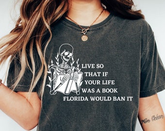 Florida Ban Book Printed Tee, Comfort Colors Oversized Shirt