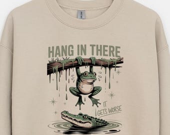 Funny Frog Graphic Sweatshirt, Sarcastic Humor Crewneck