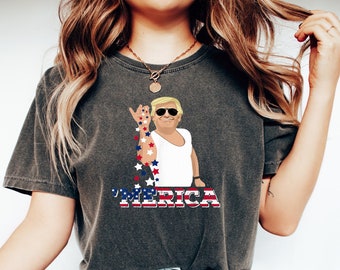 America Patriotic Donald Trump T-Shirt, Printed Comfort Colors T-Shirt, 'Merica Trumper Shirt, Humorous Funny Tee
