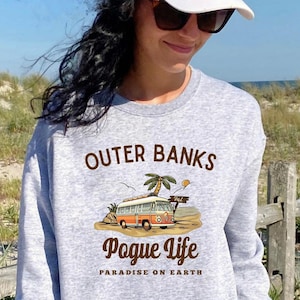 Outer Banks Pogue Life, Printed Design Crewneck Sweatshirt, Beachy Oversized, North Carolina Outer Banks