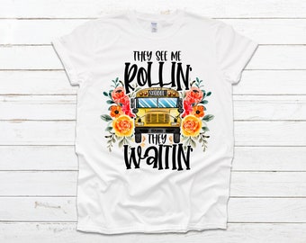 They See Me Rollin' They Waitin' Printed Unisex Crewneck T-Shirt