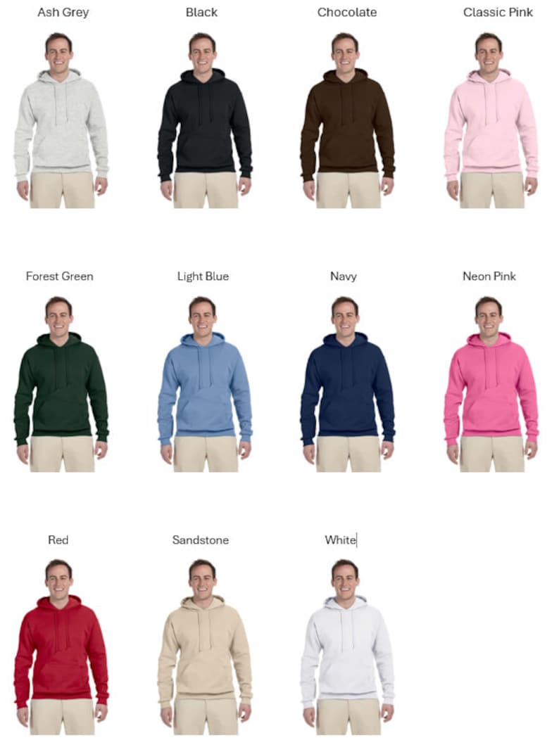 Hooded Sweatshirt Color Options