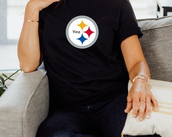 Yinz, Pittsburgh, Steelers, bedrukt unisex T-shirt met ronde hals