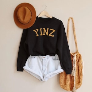 Yinz Pittsburgh Pennsylvania Printed Sweatshirt, Retro Pittsburgh Slang Shirt, Baby, Youth, Adult Yinzer Gifts, Yellow Yinz Print