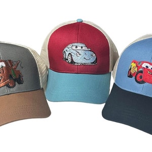 Disney Lightning McQueen, Mater, Sally Cars Movie Characters Embroidered Eco Trucker Cap, Adult Vacation Hats
