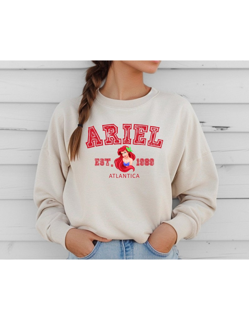 Disney's Ariel Little Mermaid Printed Crewneck Sweatshirt or Hoodie - Under the Sea Women's Shirt