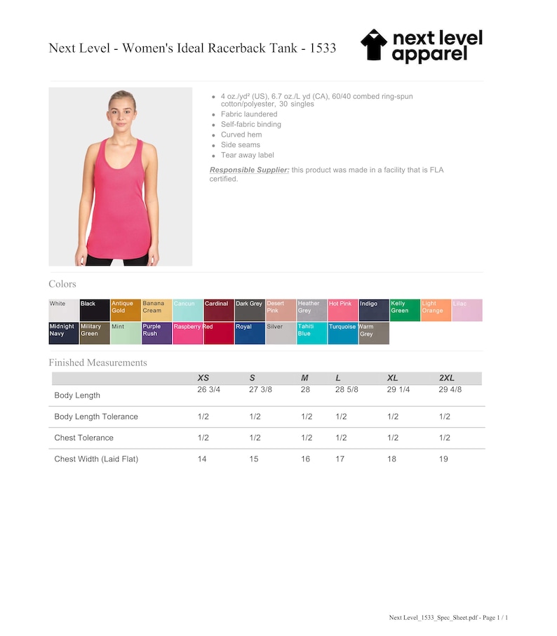 May include: A hot pink racerback vest. The vest is made of a cotton/polyester blend and features a curved hem and self-fabric binding. Available in multiple colours and sizes.