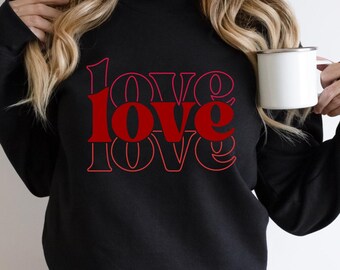 Sudadera retro de San Valentín con estampado de amor