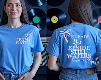 Coquette Christian T-Shirt Design, He Leads Her Beside Still Waters (Digital File)