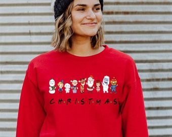 Rudolf and his Friends Winter Holiday Christmas, Cute Christmas Sweatshirt, Holiday Apparel, Printed Unisex Crewneck Sweatshirt