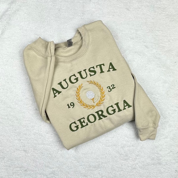 Vintage Augusta Georgia Embroidered Sweatshirt, Augusta Vintage Style Golf Sweatshirt, Augusta Crewneck, Comfy Golf Crewneck or Longsleeve T