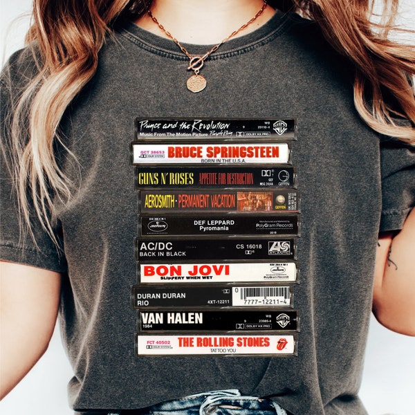 Rock Cassettes Tape Comfort Colors Printed T-Shirt, Rock Bands Shirt, Unisex tee, Vintage Feel, Graphic T-Shirt