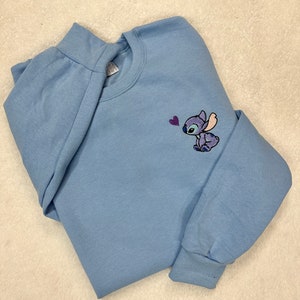 Stitch Sweatshirt, Stitch Crewneck, Stitch Embroidered Sweatshirt, Lilo and Stitch Sweatshirt, Stitch x Angel Sweatshirt Disney Embroidered