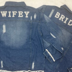 Pearl and Rhinestone Patch Distressed Jean Jacket, Bride Jean Jacket, Custom, Wedding Jacket, Denim Jacket, Bride Jacket