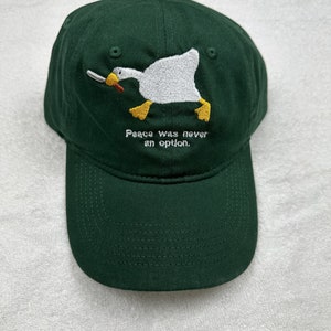 Murder Duck Embroidered Relaxed Style Dad Hat, Unstructured Hat, Untitled Duck Game, Goose with Knife Meme, Funny Hat Gift