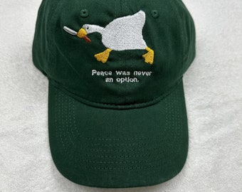 Murder Duck Embroidered Relaxed Style Dad Hat, Unstructured Hat, Untitled Duck Game, Goose with Knife Meme, Funny Hat Gift