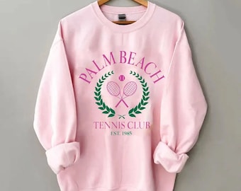 Tennis Sweatshirt, Palm Beach Sweatshirt, Tennis Club Sweatshirt, Tennis Sweater, Preppy Sweatshirt, Vintage Sweatshirt, Country Club Shirt