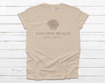 Cousins Beach North Carolina Seashell T-Shirt, TSITP T-Shirt, Book T-Shirt, Bookstagram, Booktok,  DTG Printed Unisex Crewneck T-Shirt
