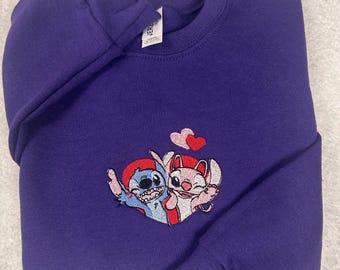 Sweatshirt met geborduurde steek en engel, Valentijnsdagcadeau