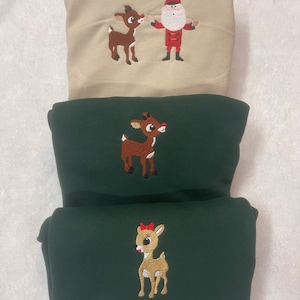 Rudolph the Red Nose Reindeer Character Sweatshirt, Rankin Bass Movie, Land of Misfit Toys Christmas Sweatshirt, Bumble, Dolly, Santa, etc.