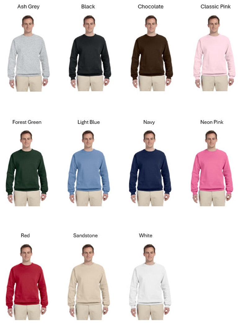 Crewneck Sweatshirt Color Options