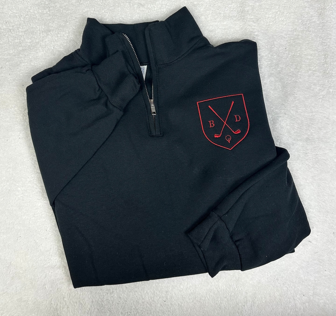 Personalized Embroidered Golf Quarter Zip Sweatshirt, Monogram Initials