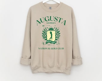 Vintage Augusta Georgia National Golf Club With Golfer Printed Sweatshirt, Augusta Vintage Style Golf Sweatshirt, Augusta Crewneck