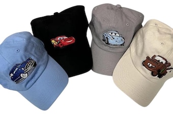 Disney Lightning McQueen, Mater, Sally Cars Movie Characters Adult Embroidered Unstructured Cap, Vacation Hats