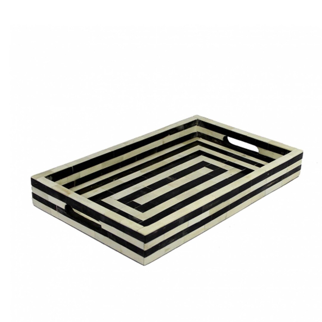 Handmade Bone Inlay Tray Dining Table Serving Tray Vintage Kitchen Home