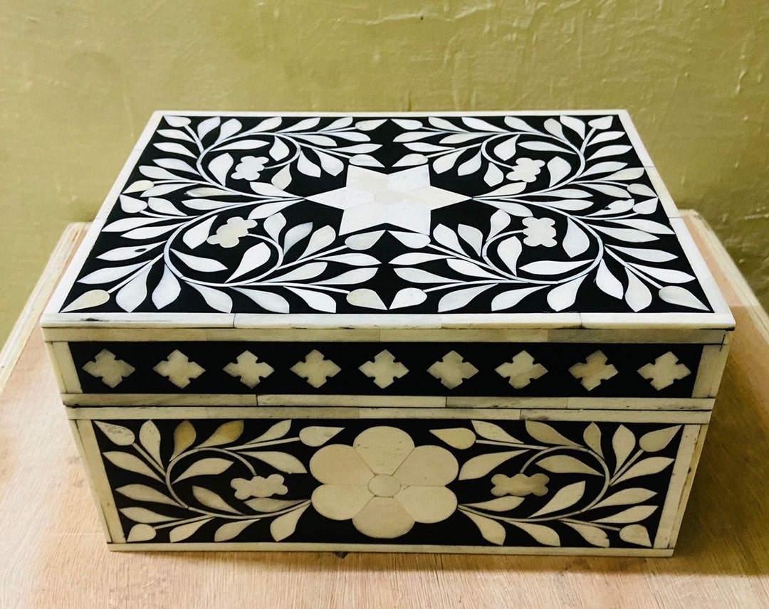 Handmade Bone Inlay Box, Bone Inlay Furniture, Bone Inlay Modern Floral ...