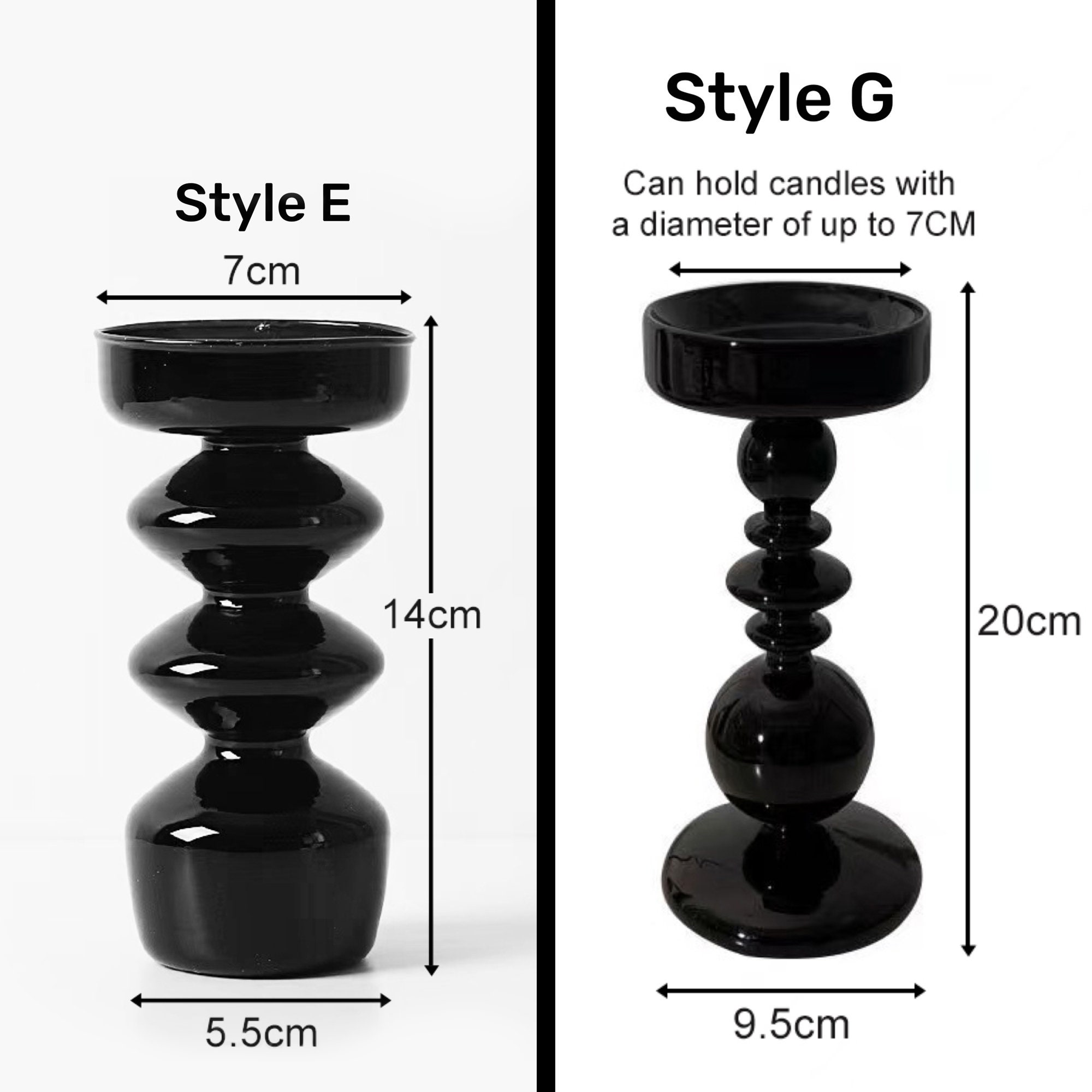 Glass Black Candlesticks Holders Modern Taper Candle Holders Etsy UK