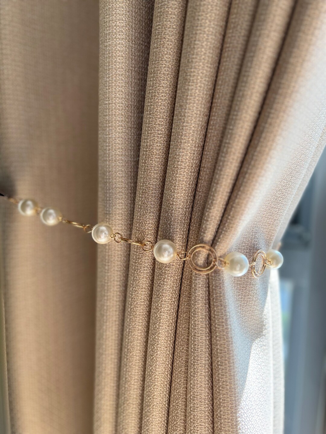 Curtain Tieback With Pearls Curtain Holdback Living Room Curtain